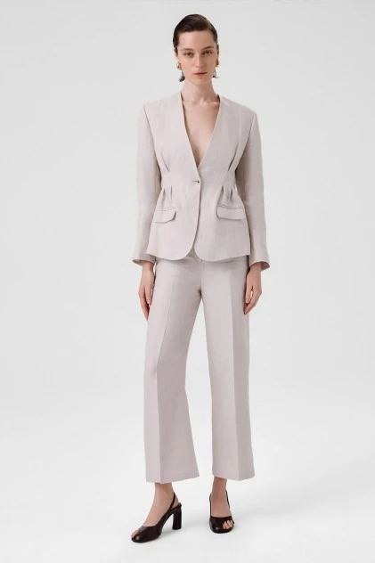 Taş Tek Düğmeli Kadın Blazer Ceket - Triko Mısırlı